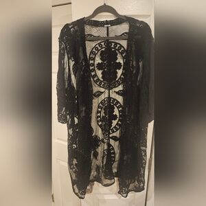Black Lace Kimono Cardigan